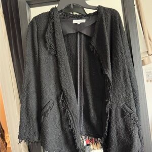 Chic Black Frayed Blazer